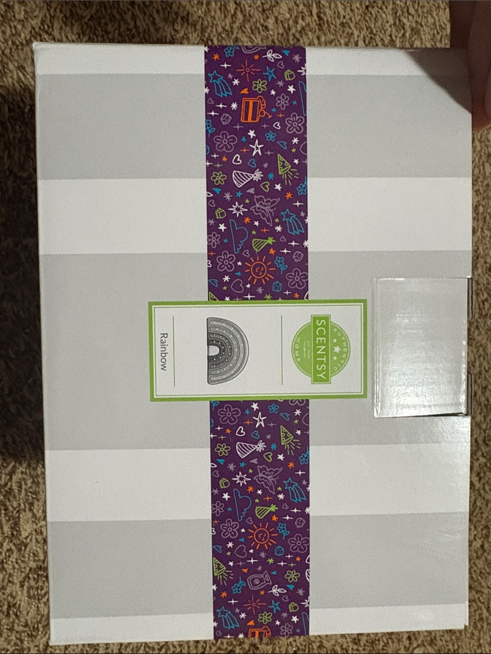 Scentsy Rainbow Warmer with Purple Accent Ribbon